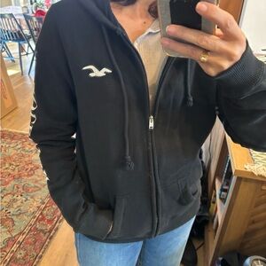 Black Hollister Zip-Up Hoodie